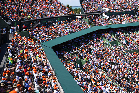 A stock photo of a crowd in a sports arena.